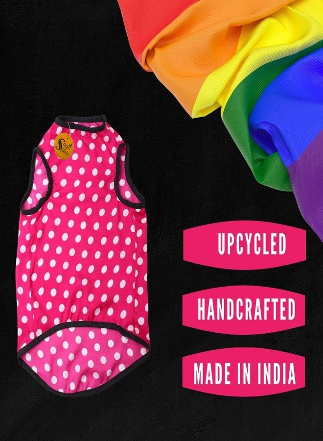 Sage Square Funky Soft Material Dog T-Shirt | Cool/Funky Print Pet | Soft Light Weight | Comfortable & Breathable Dog Clothing | Trendy Vest Outfit (XSmall - 12 inch) (Polka Pink) - Image 4